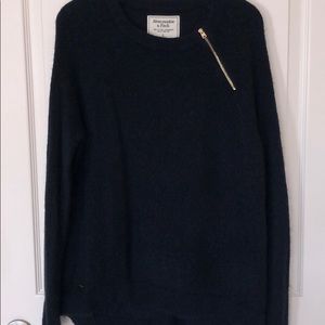 A&F gold zipper detail navy blue sweater sz L